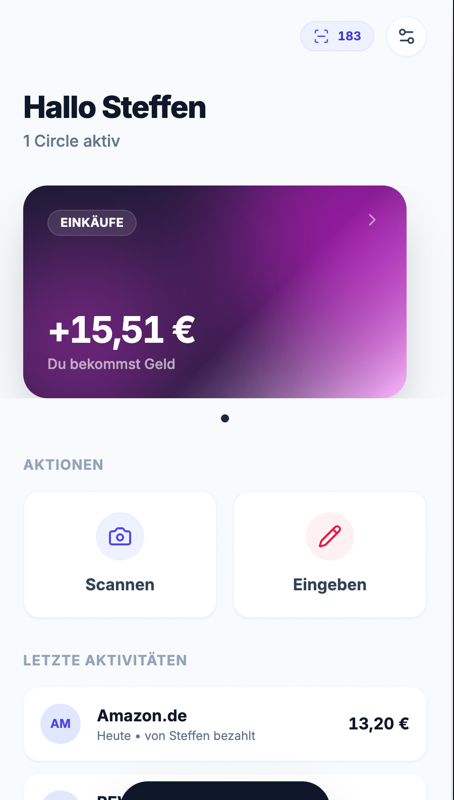 Qota Dashboard: Übersichtliche Darstellung wer wem was schuldet